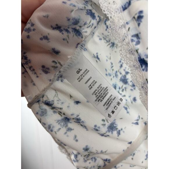 Garage White Lace Babydoll Crop top Western Coquett Bloomcore Peasant Fairy L - Picture 5 of 6